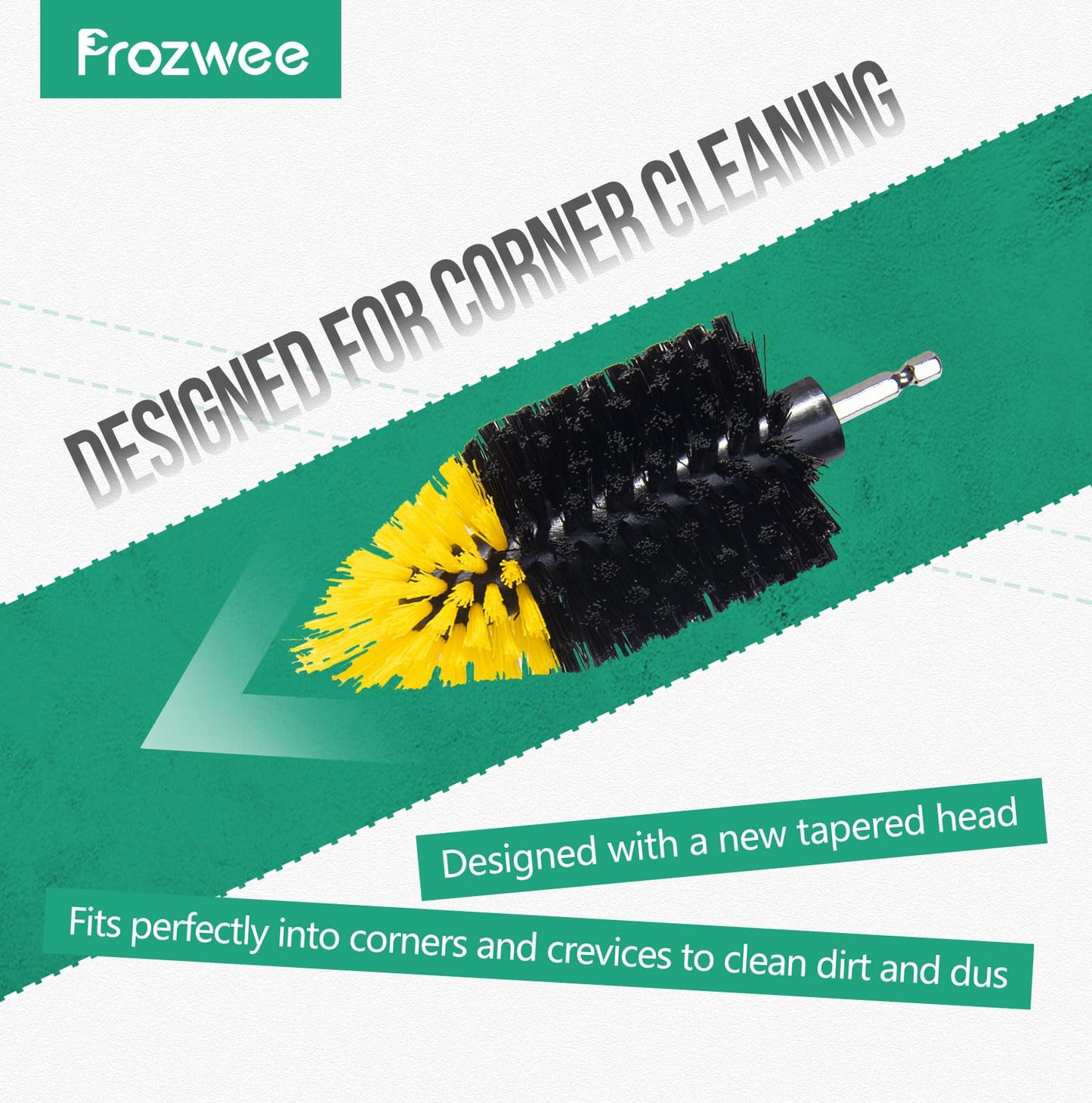 Prozwee 2PACK Tile Corner Drill Brush,Upgraded Powerful Scrubber Brush Made to Tackle Corner Stains,Cleaning Corner of Grout, Tiles, Sinks, Bathtub