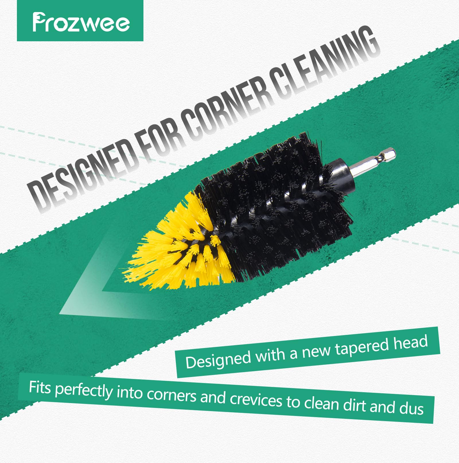 Prozwee 2PACK Tile Corner Drill Brush,Upgraded Powerful Scrubber Brush Made to Tackle Corner Stains,Cleaning Corner of Grout, Tiles, Sinks, Bathtub
