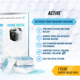 Washing Machine Cleaner Descaler 24 Pack - Deep Cleaning Tablets For HE Front Loader & Top Load Washer, Septic Safe Eco-Friendly Deodorizer, Clean