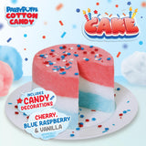 PartyPuffs 4oz Sliceable Cotton Candy Cake Tub - Strawberry Vanilla Blue Raspberry - Ready-to-Serve Gluten-Free Dessert for Kids & Party Favors