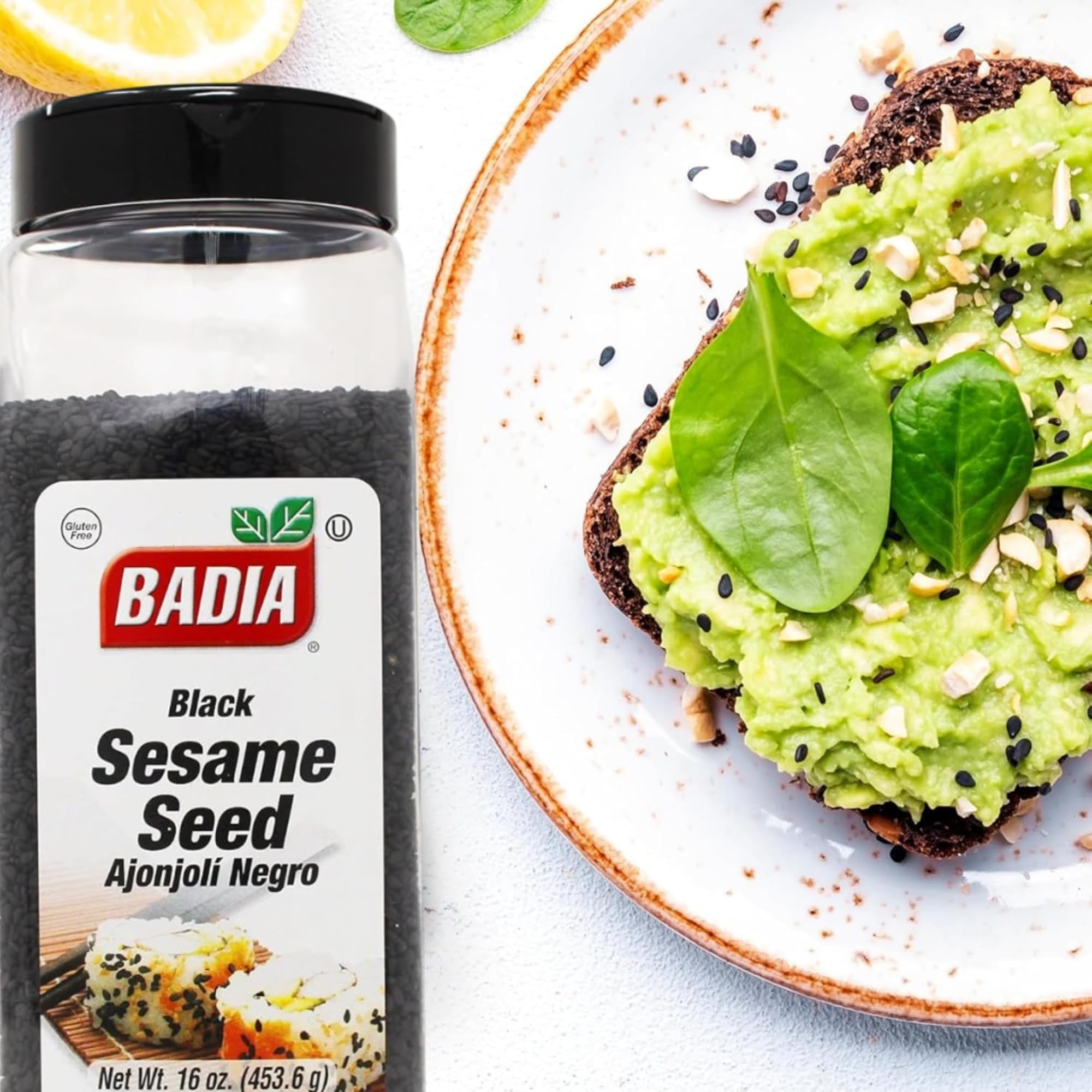 Badia Black Sesame Seed, 16 oz - Whole Black Sesame Seeds for Cooking, Baking & Garnishing - Rich, Nutty & Crunchy Flavor