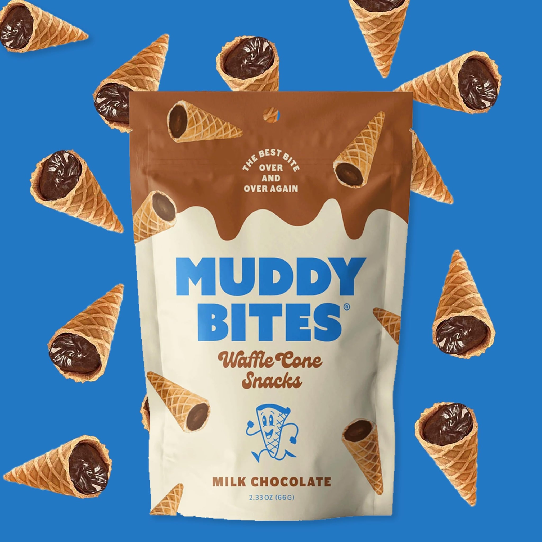 P&V Milk Chocolate Waffle Cone Snacks - 2.33oz Pouch (Pack of 3) | Crunchy Waffle Cone Bites Coated in Smooth Milk Chocolate | Perfect Snack