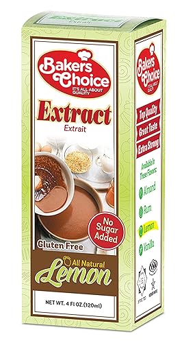 Lemon Extract, 4 oz. - Sugar Free All Natural Lemon Extract for Baking and Cooking - Gluten Free, Dairy Free, Kosher - By Baker’s