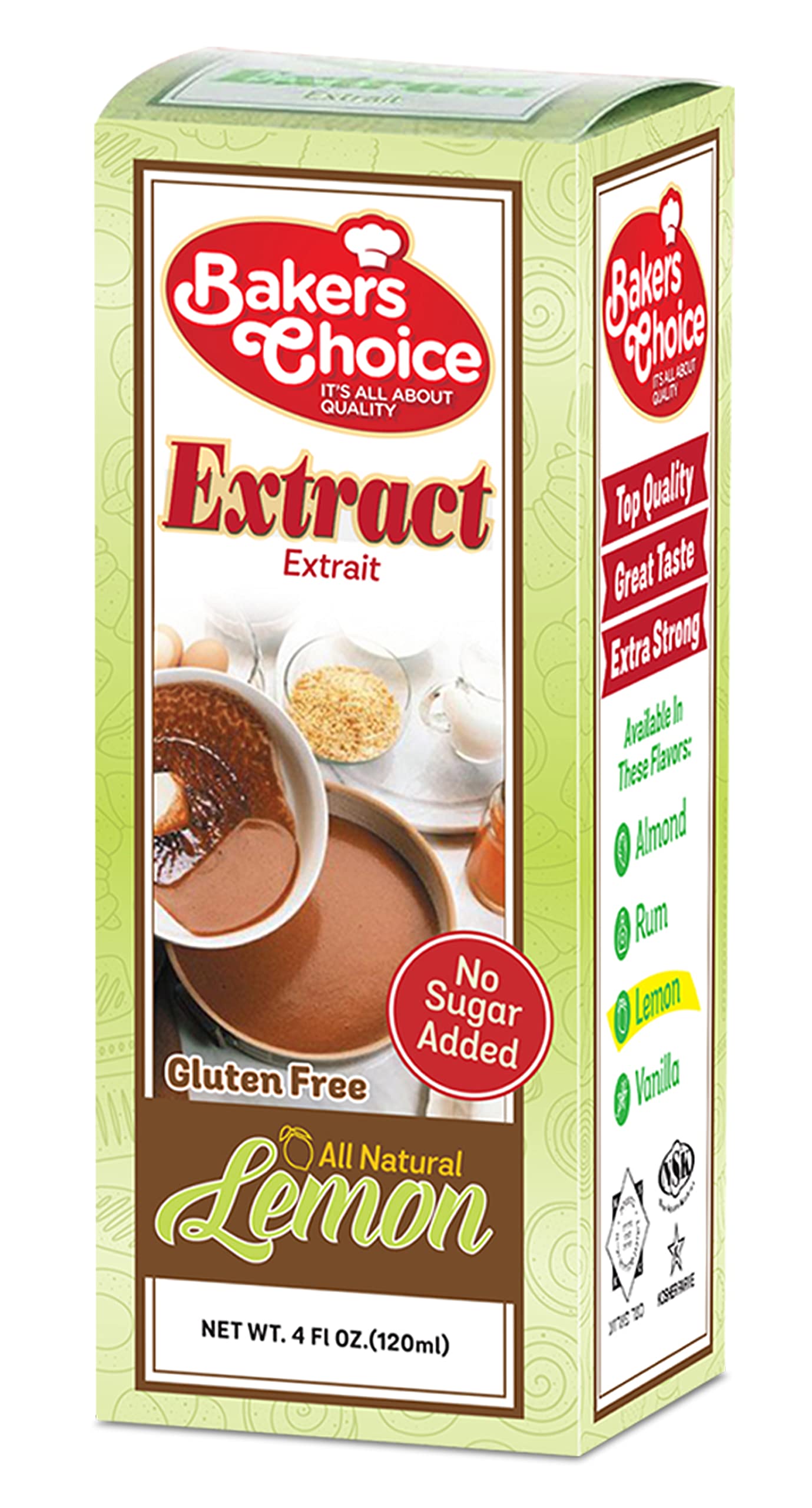 Lemon Extract, 4 oz. - Sugar Free All Natural Lemon Extract for Baking and Cooking - Gluten Free, Dairy Free, Kosher - By Baker’s
