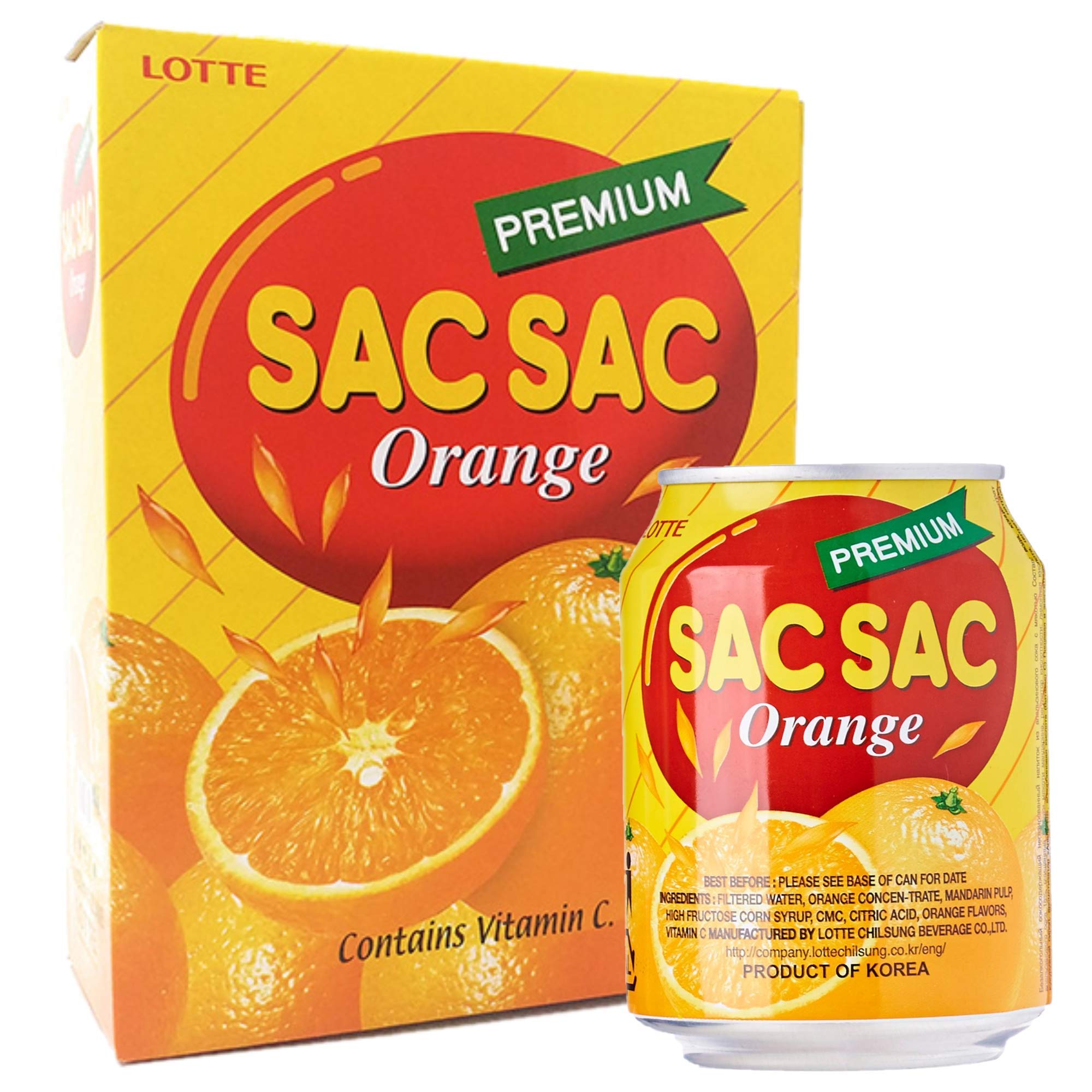 Korean Best Variety Energy Drink Box Deal - SACSAC, RICE PUNCH, PEAR JUICE - (SACSAC ORANGE, 12 CANS)