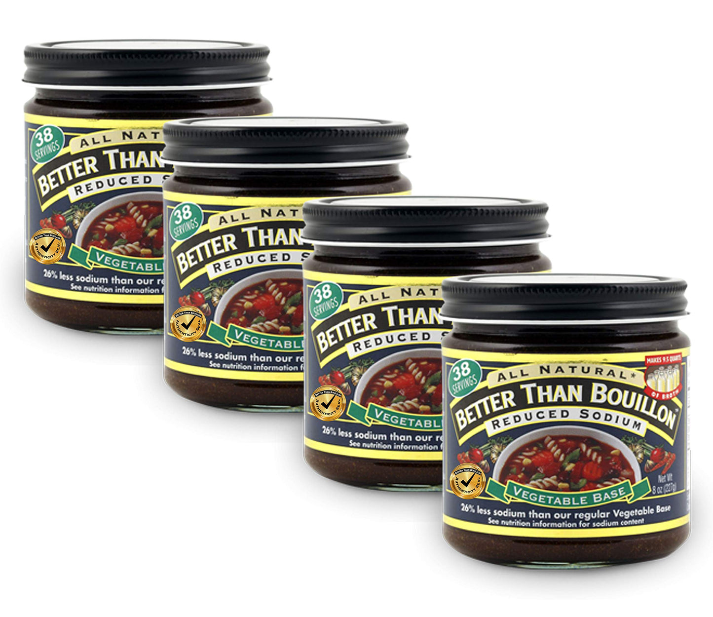 Better Than Bouillon Reduced Sodium Seasoned Vegetable Base 8 oz (Pack of 4)