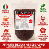 Don Ponchos Hibiscus Tea Organic 1Lb - Premium Hibiscus Flowers for Loose Leaf Tea - Flor de Jamaica for Refreshing, Aromatic Herbal Infusion - Ideal