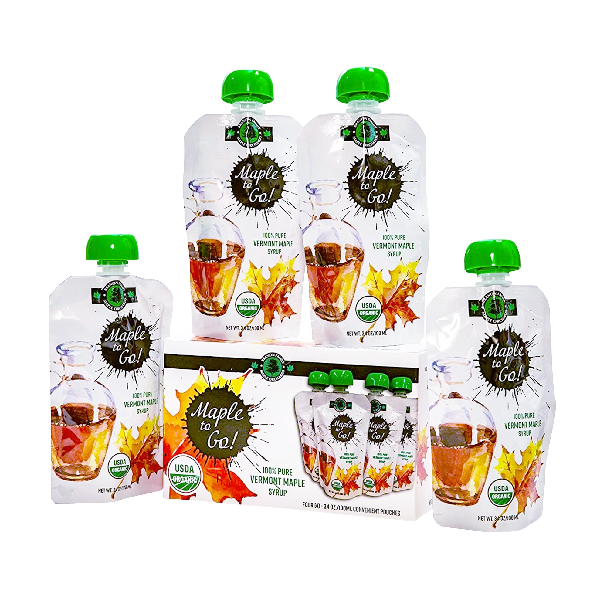 Maple to Go! - Pure Organic Vermont Maple Syrup Packets - Small Maple Syrup Bottles with Resealable Twist Cap| Ideal for Hiking, Camping, Traveling