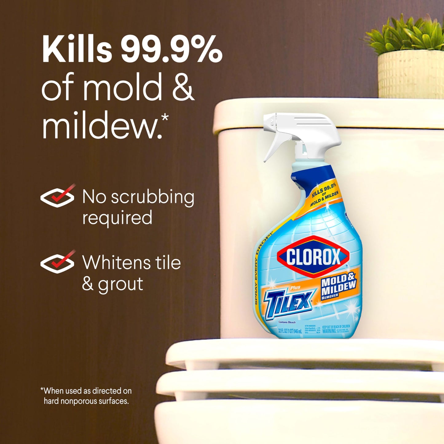 Clorox Plus Tilex Mold and Mildew Remover with Bleach, Spray Bottle, 32 Fl Oz (Package May Vary)