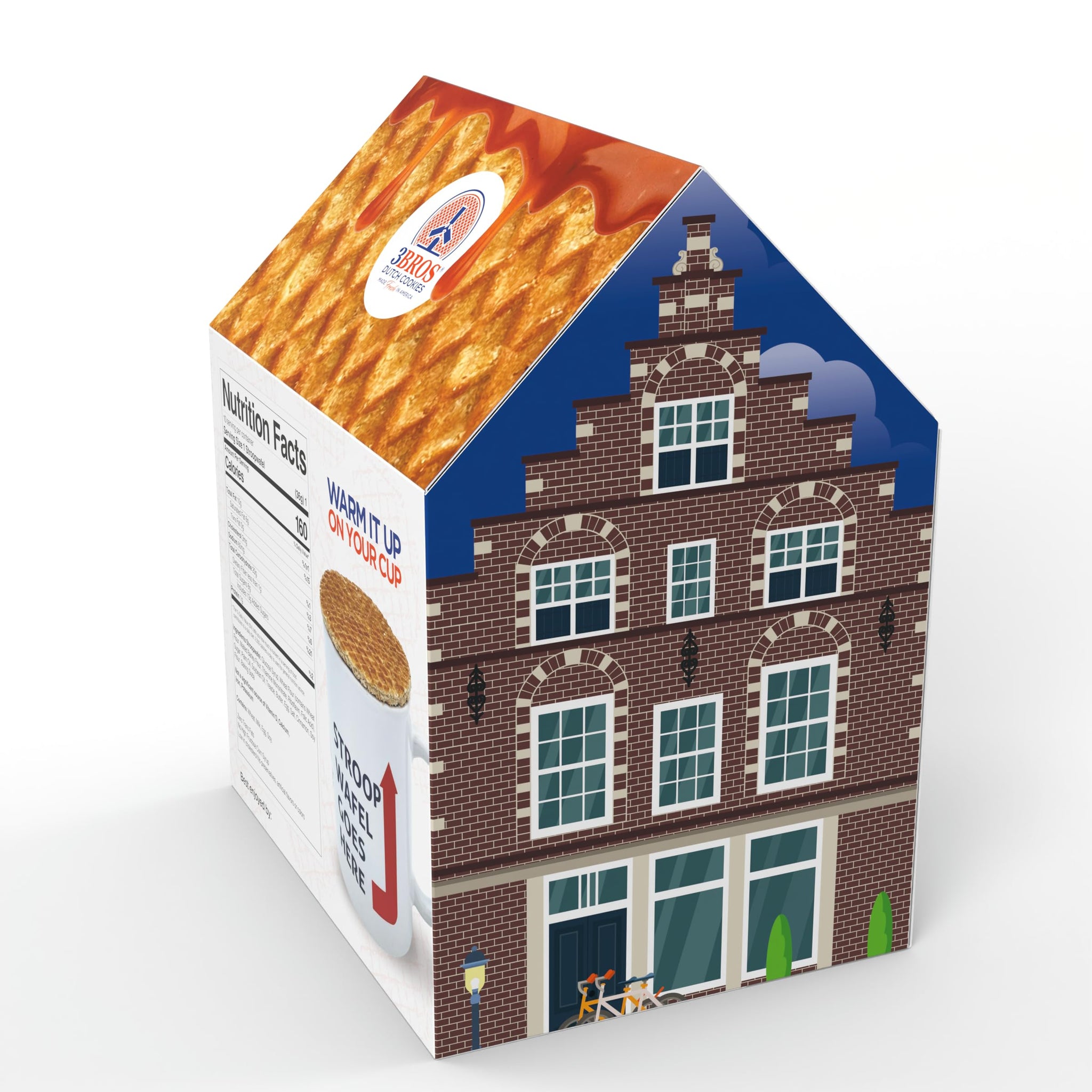 3Bros Stroopwafels, Dutch Caramel-Filled Waffle Cookies, 10 Count, in Canal House Box, Soft Toasted Outside With Buttery Caramel Filling, Made in USA