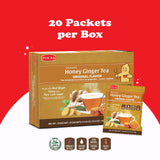 Pocas Honey Ginger Instant Tea Powder, Turmeric Flavor 2-Pack, Ginger Extract & Real Sweetener, Caffeine-Free Tea, 20 Packets per Box