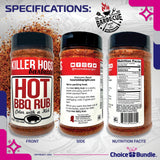 Killer Hogs Hot BBQ Rub Premium Barbecue Rub & Seasoning 3 pk (36 oz) + Guide & Bottle Opener (5 Items)!