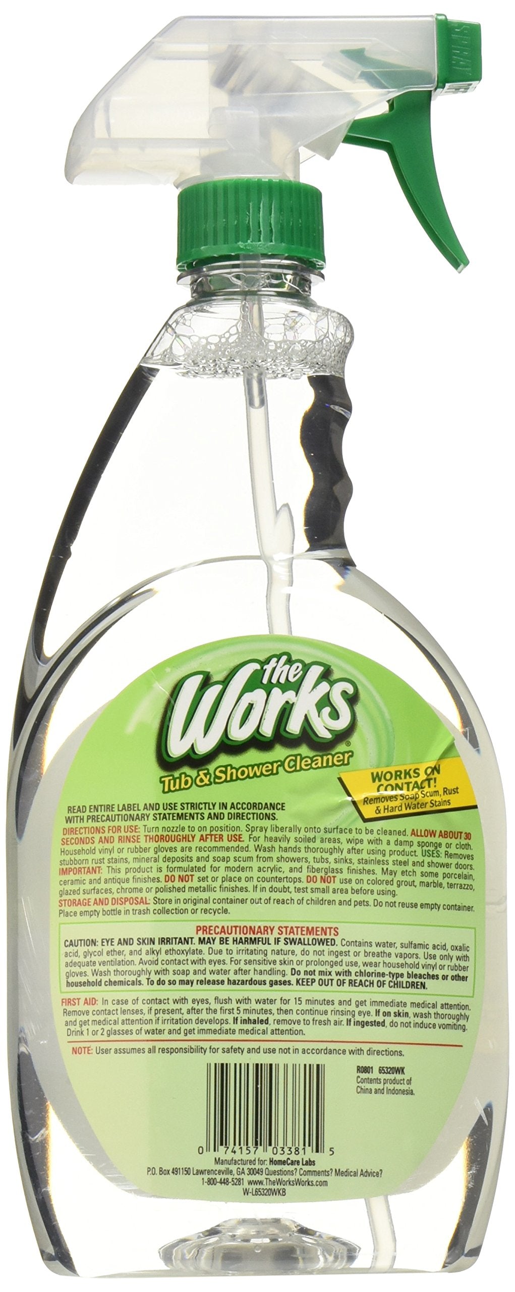 HOME CARE LABS 65320WK The Works Tub & Shower Cleaner 32 fl. oz