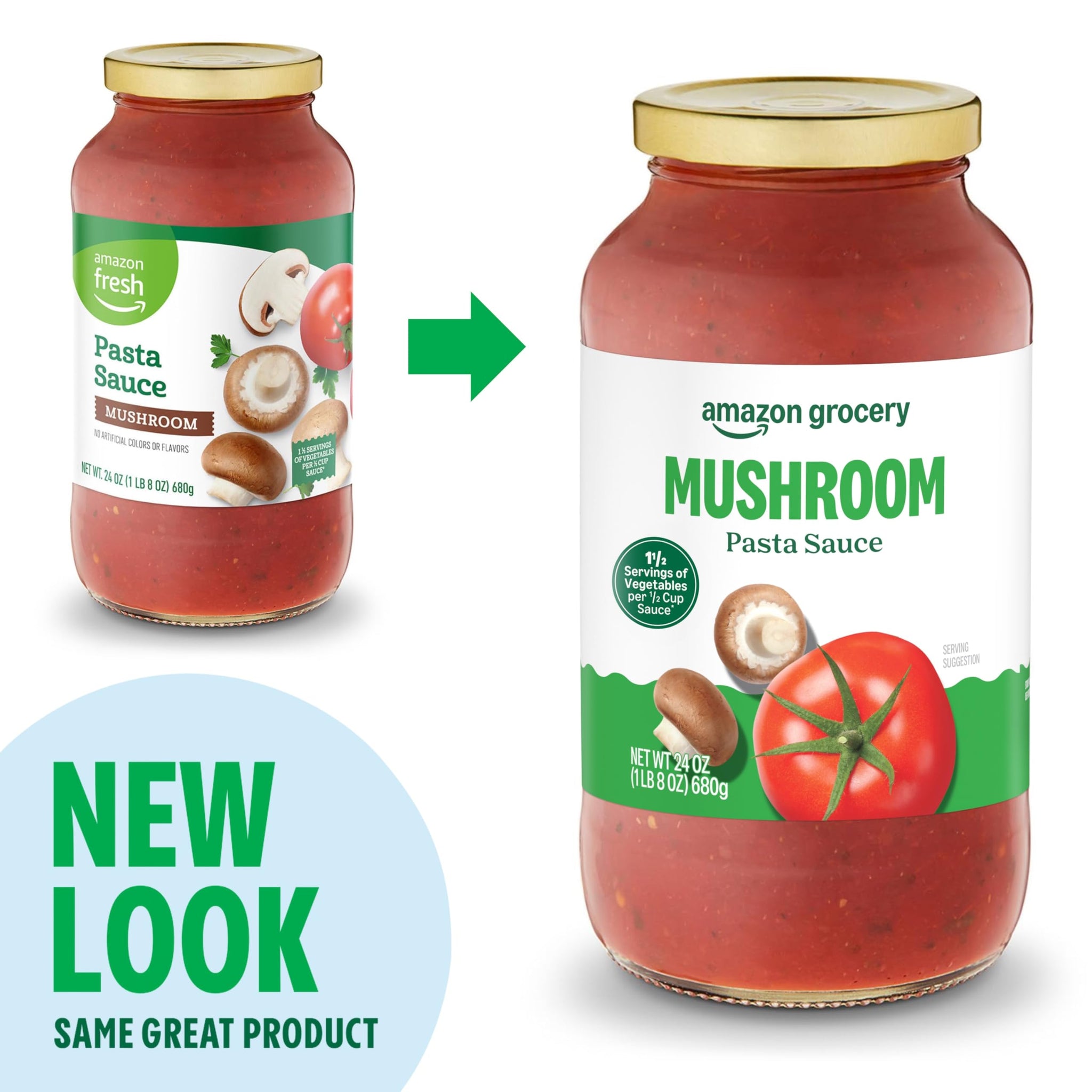 Amazon Grocery, Mushroom Pasta Sauce, 24 Oz