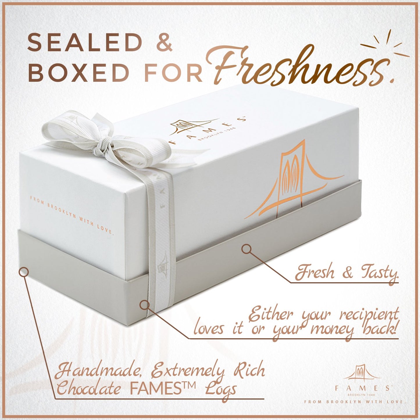 Fames Chocolates Butter Blend Log - Gourmet Dessert Chocolate Log - Kosher, Dairy Free Treats - Comes with a Gift Box, Great Sukkot Gift.