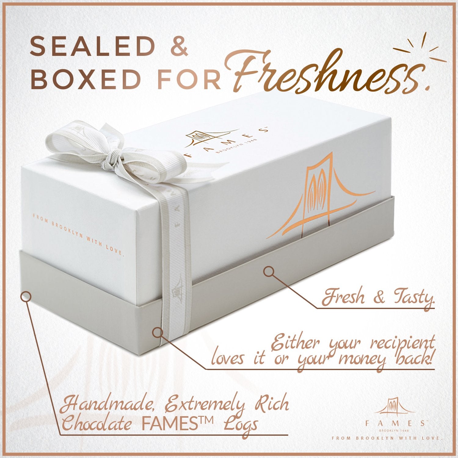 Fames Chocolates Butter Blend Log - Gourmet Dessert Chocolate Log - Kosher, Dairy Free Treats - Comes with a Gift Box, Great Sukkot Gift.