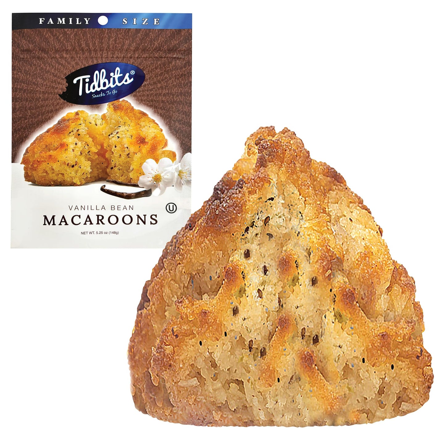 Tidbits Snacks To Go Vanilla Bean Macaroons - 5.25 oz. Family Size, Gourmet Gluten-Free Snack Treats, Delicious Vegan Dairy-Free Cookies