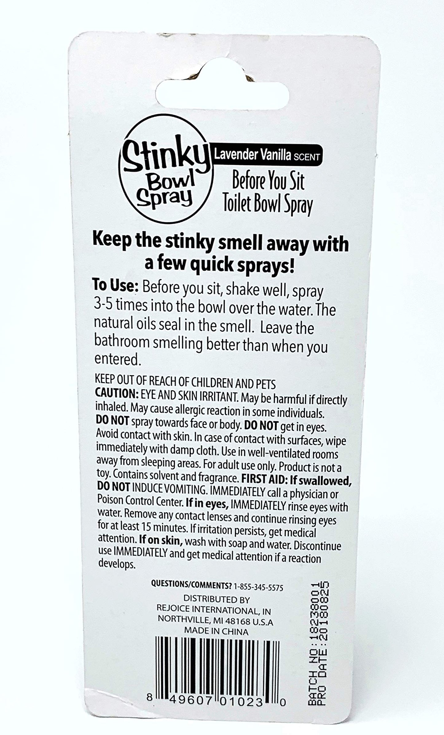 Stinky Bowl Spray - Lavender Vanilla - Before You sit, Bowl Spray - Keeps The Stink in The Bowl