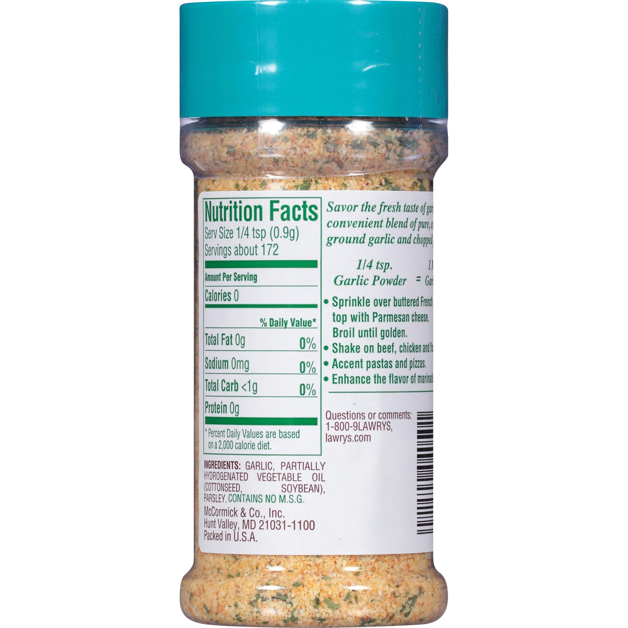 Lawry's Garlic Powder Coarse Ground with Parsley, 5.5 Oz (Pack of 12)