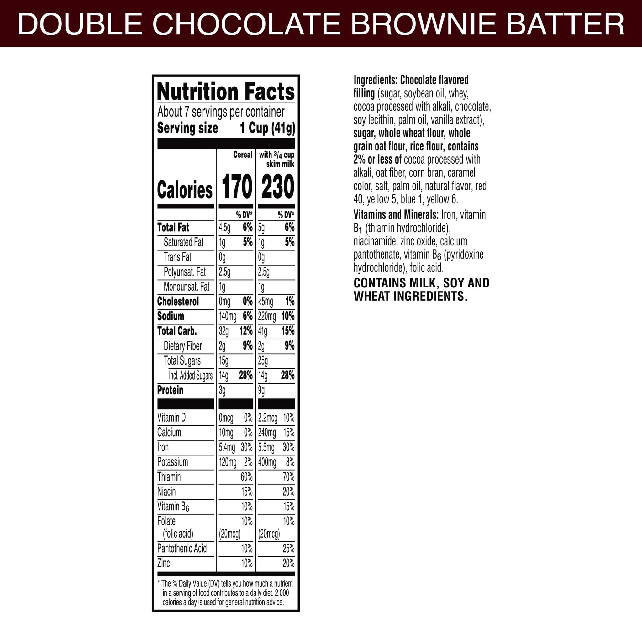 Krave Cold Breakfast Cereal, Chocolate Cereal, Kids Snacks, Double Chocolate Brownie Batter, 10.5oz Box