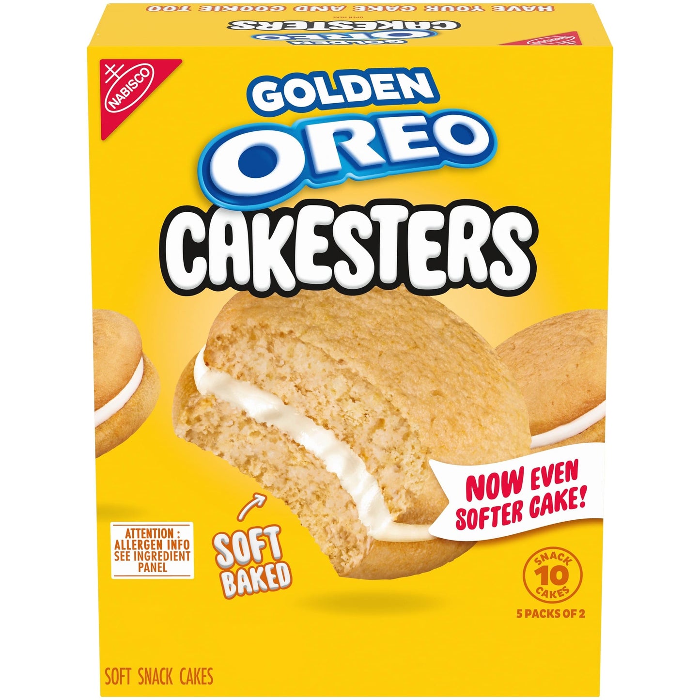 OREO Golden Cakesters Soft Snack Cakes, 5-2.02 oz Snack Packs