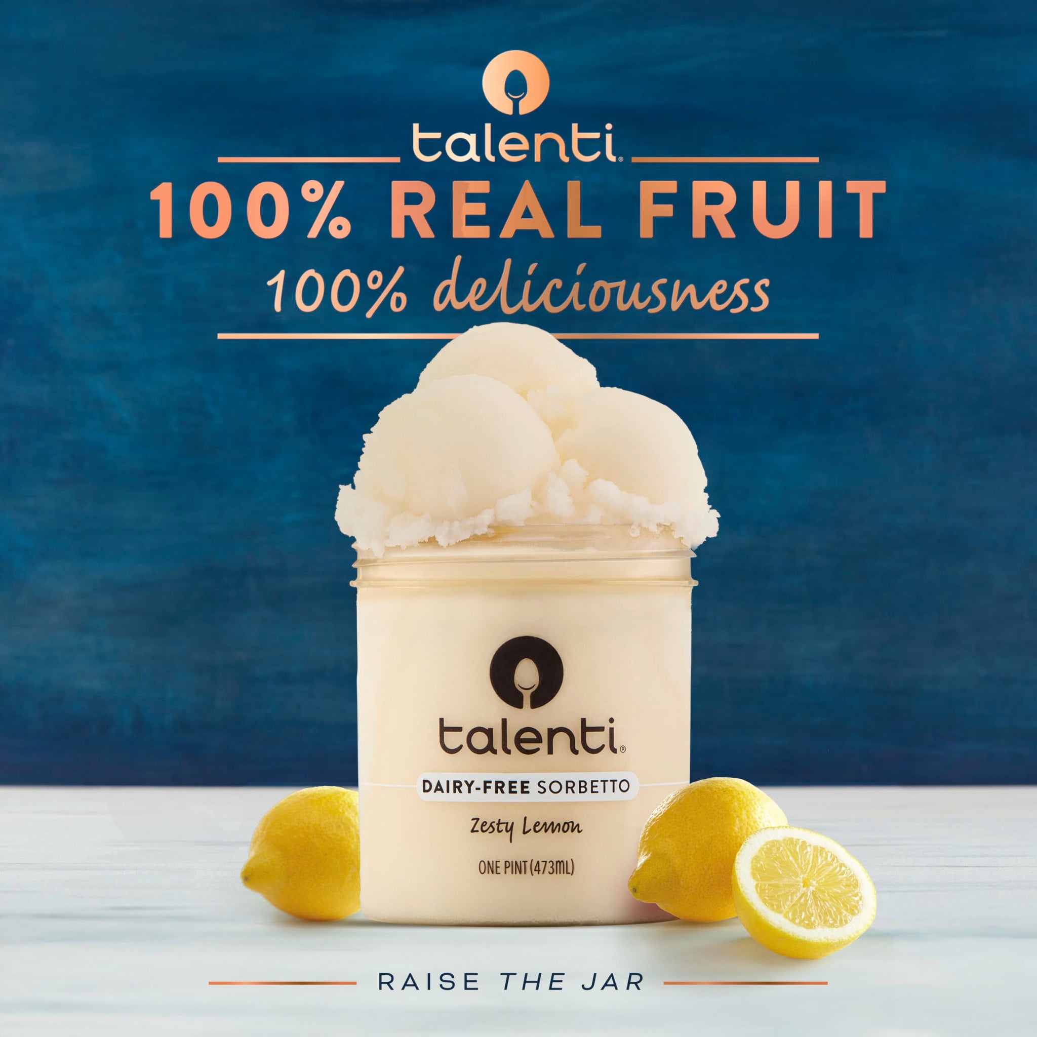 Talenti Dairy-Free Sorbetto Zesty Lemon for Your Next Indulgence, with Real Lemon in Each Jar, 1 pint