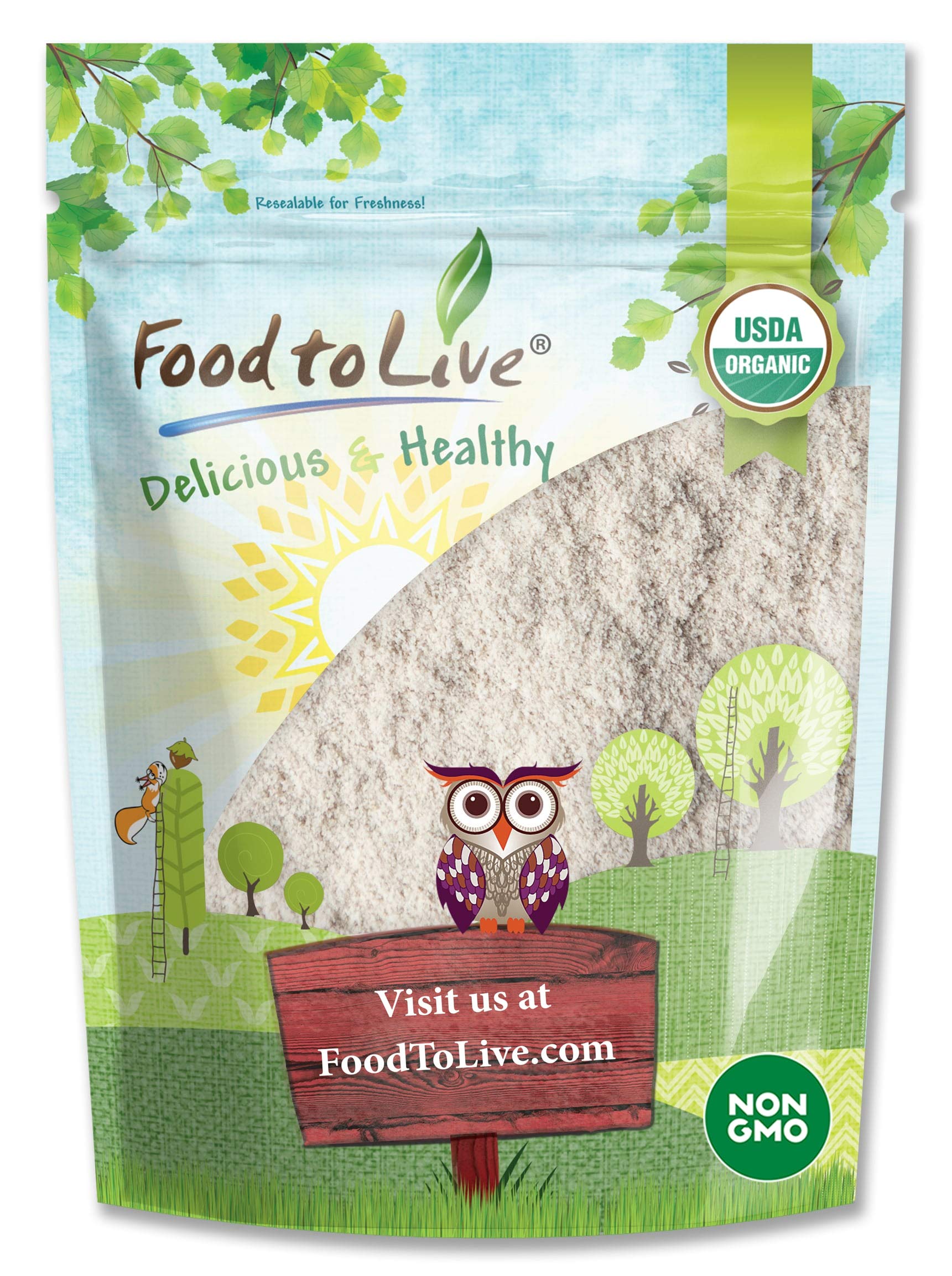 Food to Live Organic Brown Rice Flour, 1.5 Pounds - Non-GMO, Finely Ground from Long Grain Rice, Unbleached, Untreated, Vegan Meal, Kosher, Bulk