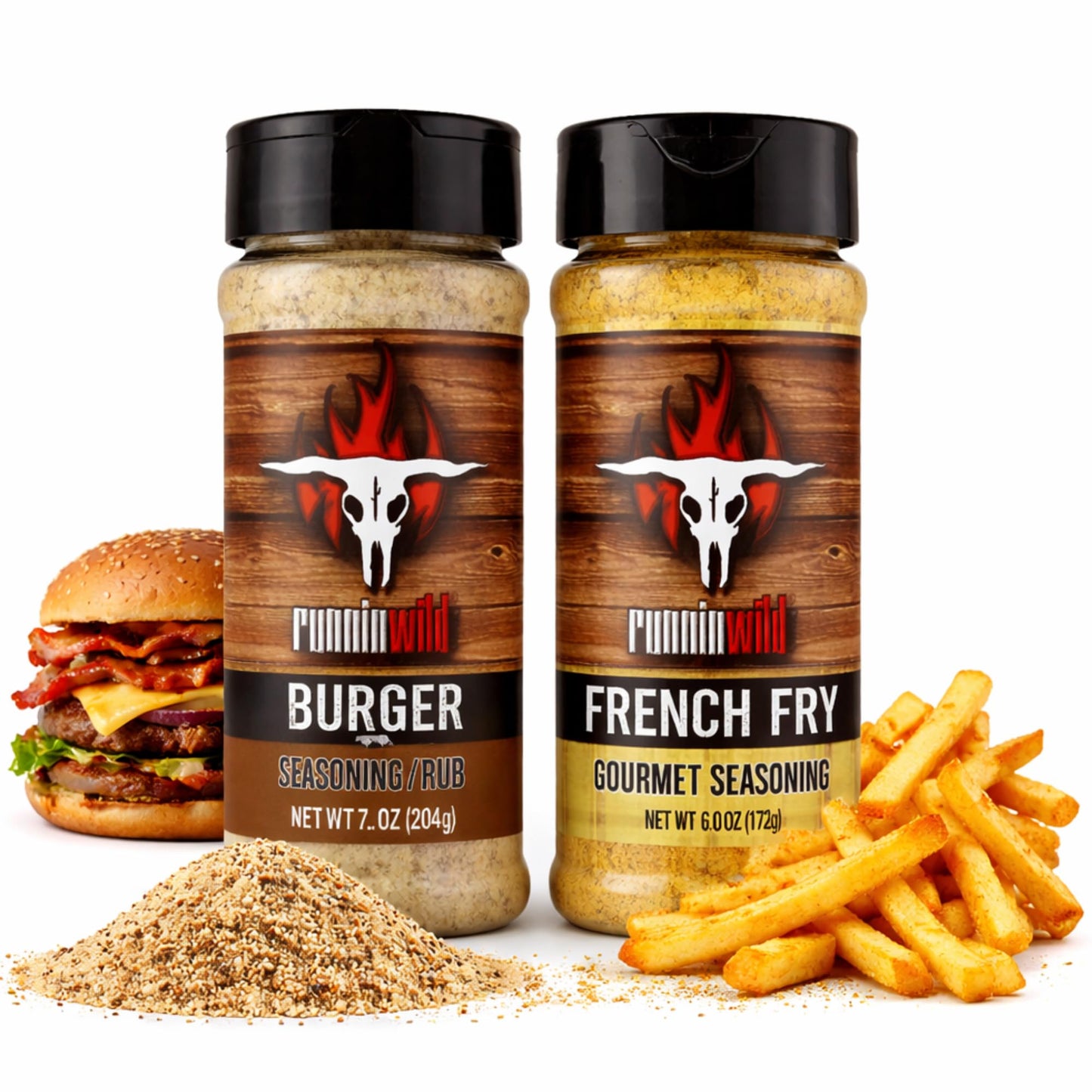 Burger & French Fry Seasoning Pack | No Artificial Flavors, No MSG added | Gourmet Seasoning for Hamburgers and Fries | Runnin' Wild Foods, 13.2
