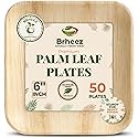 brheez Bamboo Plates Disposable Palm Leaf Plates | 6 inch bamboo appetizer plates | Eco Compostable Biodegradable Plates 50 peice