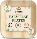 brheez Bamboo Plates Disposable Palm Leaf Plates | 6 inch bamboo appetizer plates | Eco Compostable Biodegradable Plates 50 peice