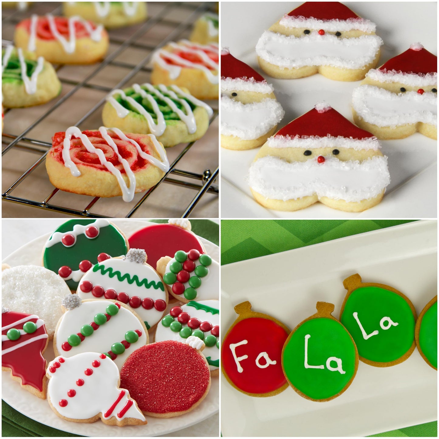Cake Mate Christmas Cookie Decorating Kit - Red & Green Decorating Sugar (2.25 oz), White, Red & Green Cookie Icing Pouches (7 oz), Jingle Mix Non