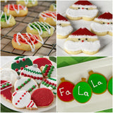 Cake Mate Christmas Cookie Decorating Kit - Red & Green Decorating Sugar (2.25 oz), White, Red & Green Cookie Icing Pouches (7 oz), Jingle Mix Non
