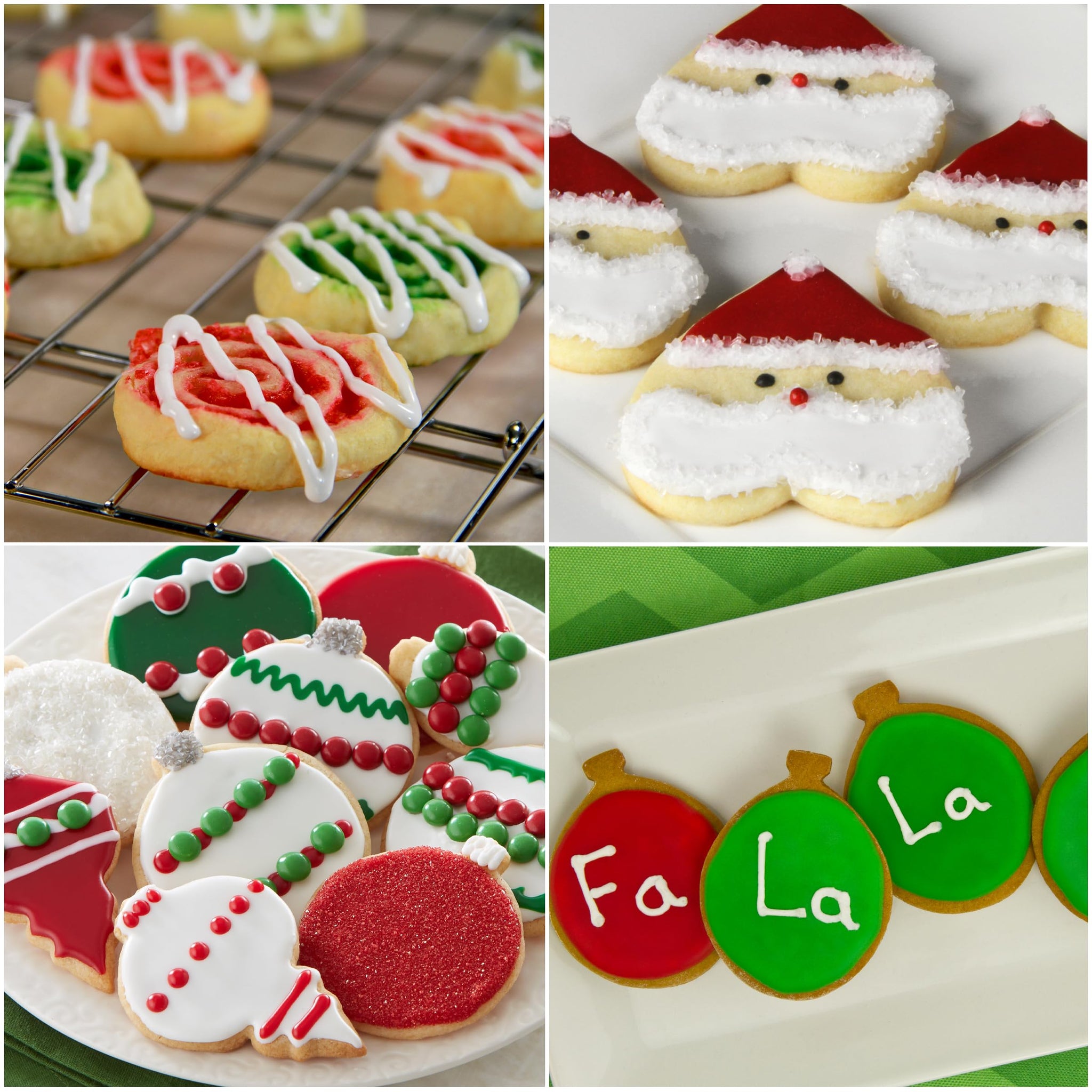 Cake Mate Christmas Cookie Decorating Kit - Red & Green Decorating Sugar (2.25 oz), White, Red & Green Cookie Icing Pouches (7 oz), Jingle Mix Non