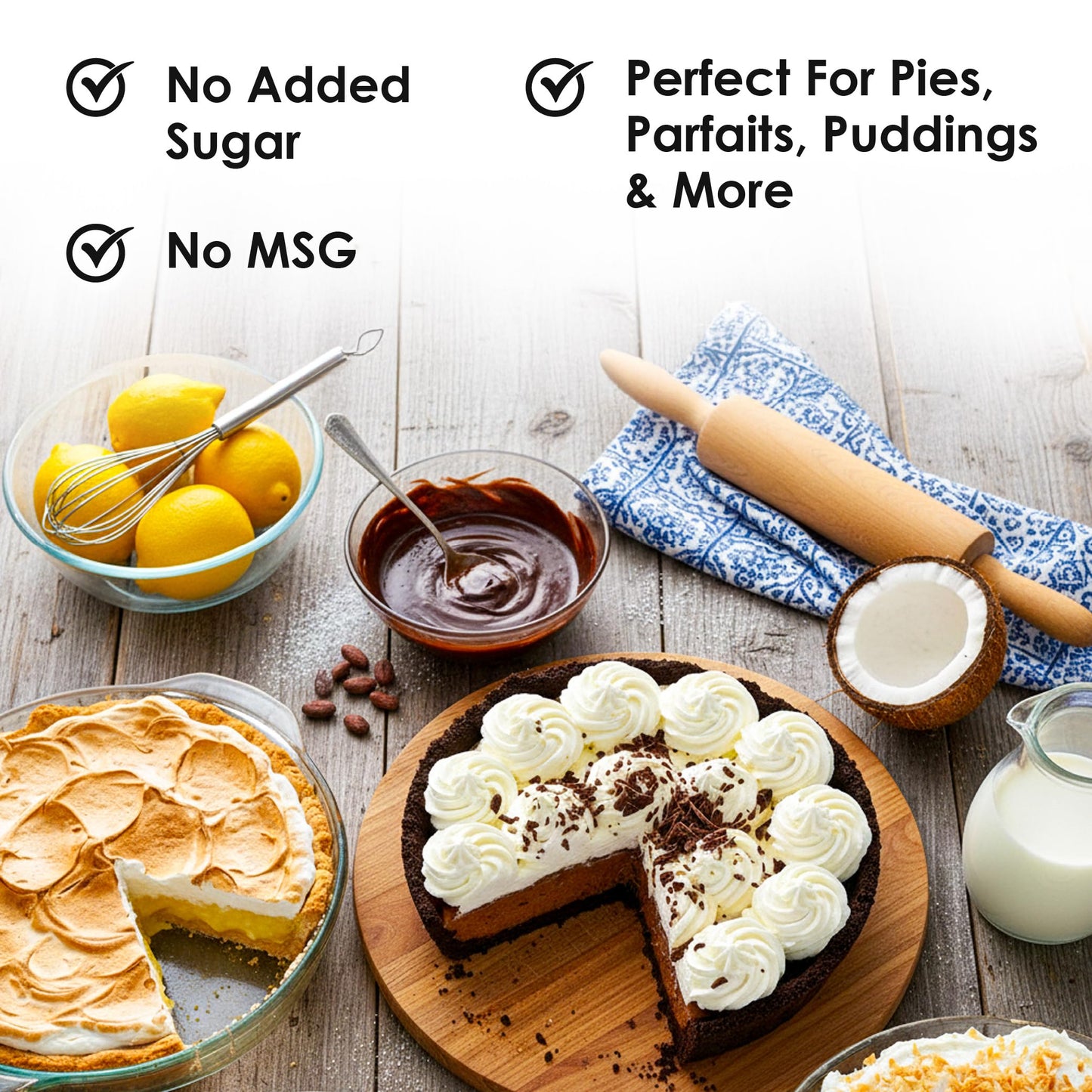 Rawleigh Pie Filling & Dessert Mixes: Pack of 3 - All 3 Flavors of Lemon, Chocolate, and Coconut. Instant Dessert Mix, Gluten Free, No MSG, Vegetarian