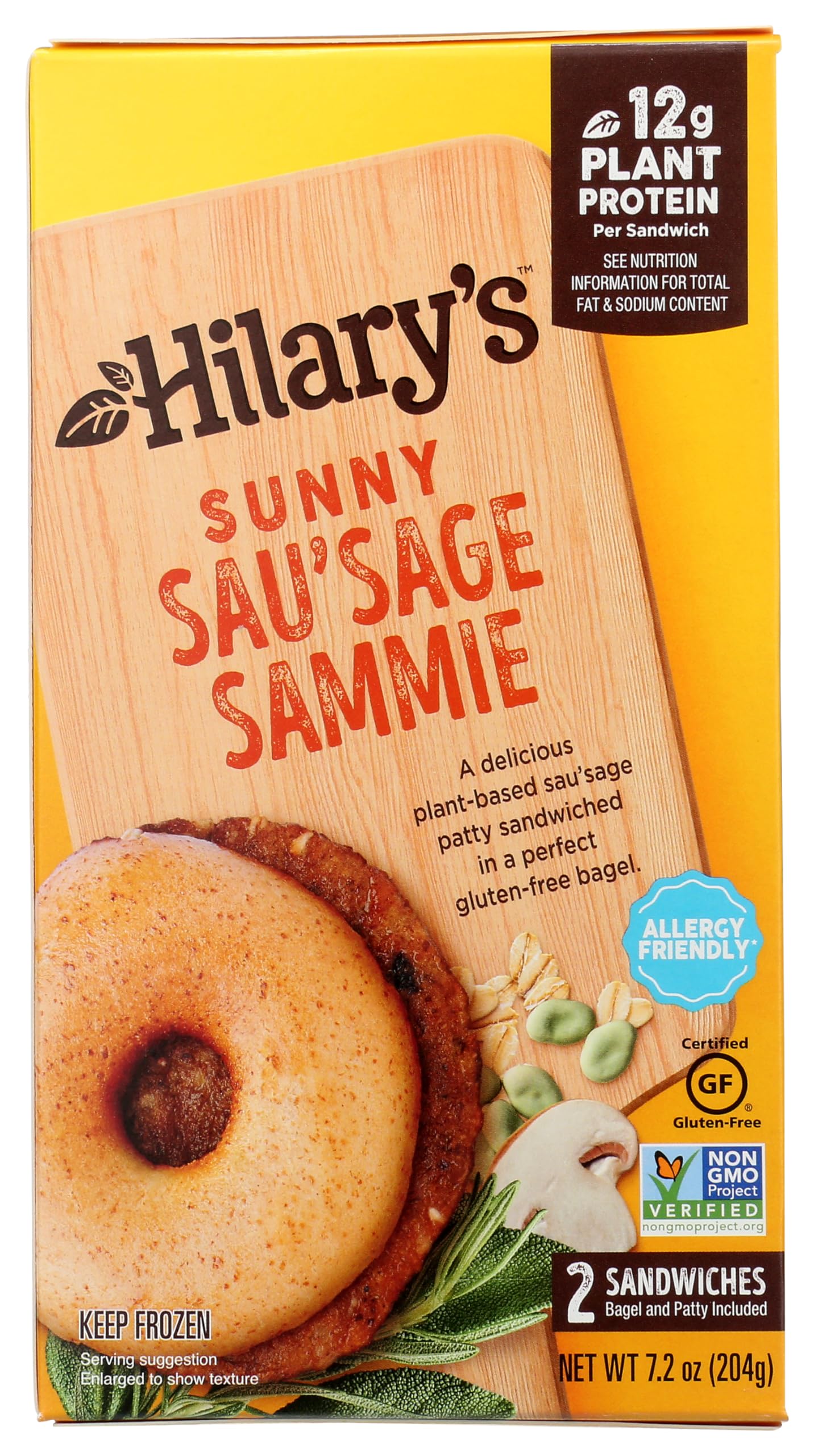 Hilary's Sunny Sau'sage Bagel Sandwich 2 Count, 7.2 OZ