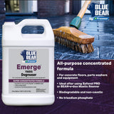BLUE BEAR 700DG Emerge Degreaser Low-Odor, Biodegradable Cleaner Removes Oil, Grease, Dirt & Grime from Concrete, Tile, Wood, Stone & Tools Safe