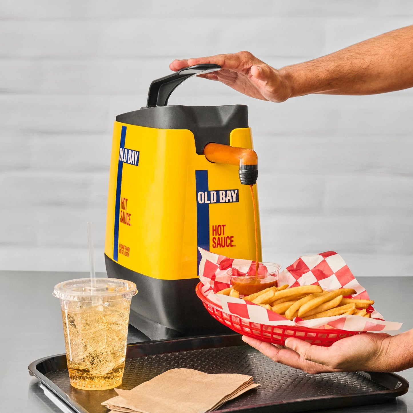 OLD BAY Hot Sauce Dispensing Pouch with Fitment, 1.5 gal - One 1.5 Gallon Pouch of Hot Sauce for Restaurant Pump Dispensers