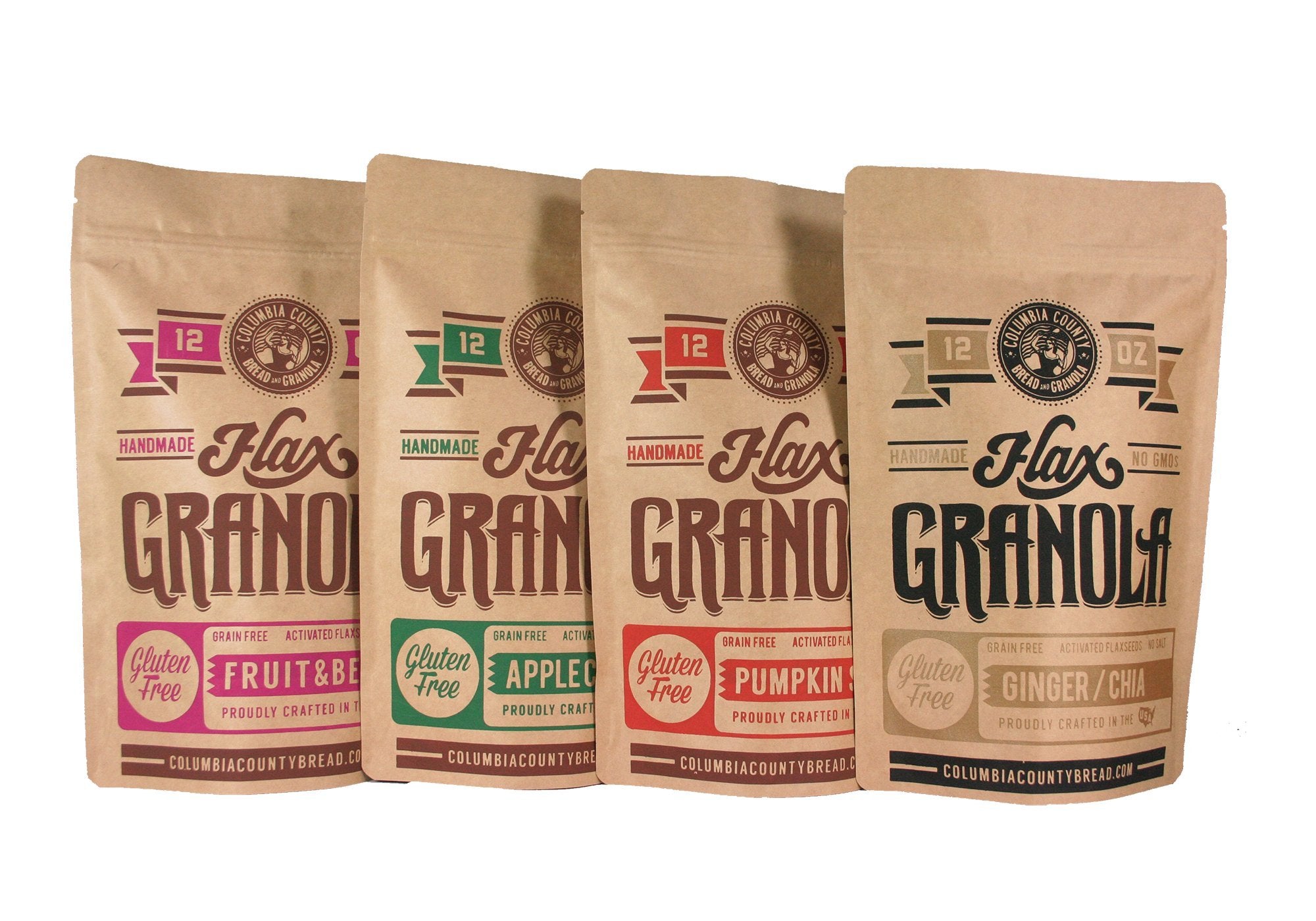 Flax Granola - Variety Pack: Fruit & Berry, Pumpkin Spice, Ginger Chia, and Apple Cinnamon - The Plan Friendly, Gluten Free - 12 oz, 4 pack