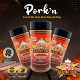 Blazing Star Pork’n Rub - Bold BBQ Seasoning for Ribs, Chops, Bacon, Wings, and Things - Perfect BBQ Rub for Grilling, Smoking, and Barbecue - Veteran