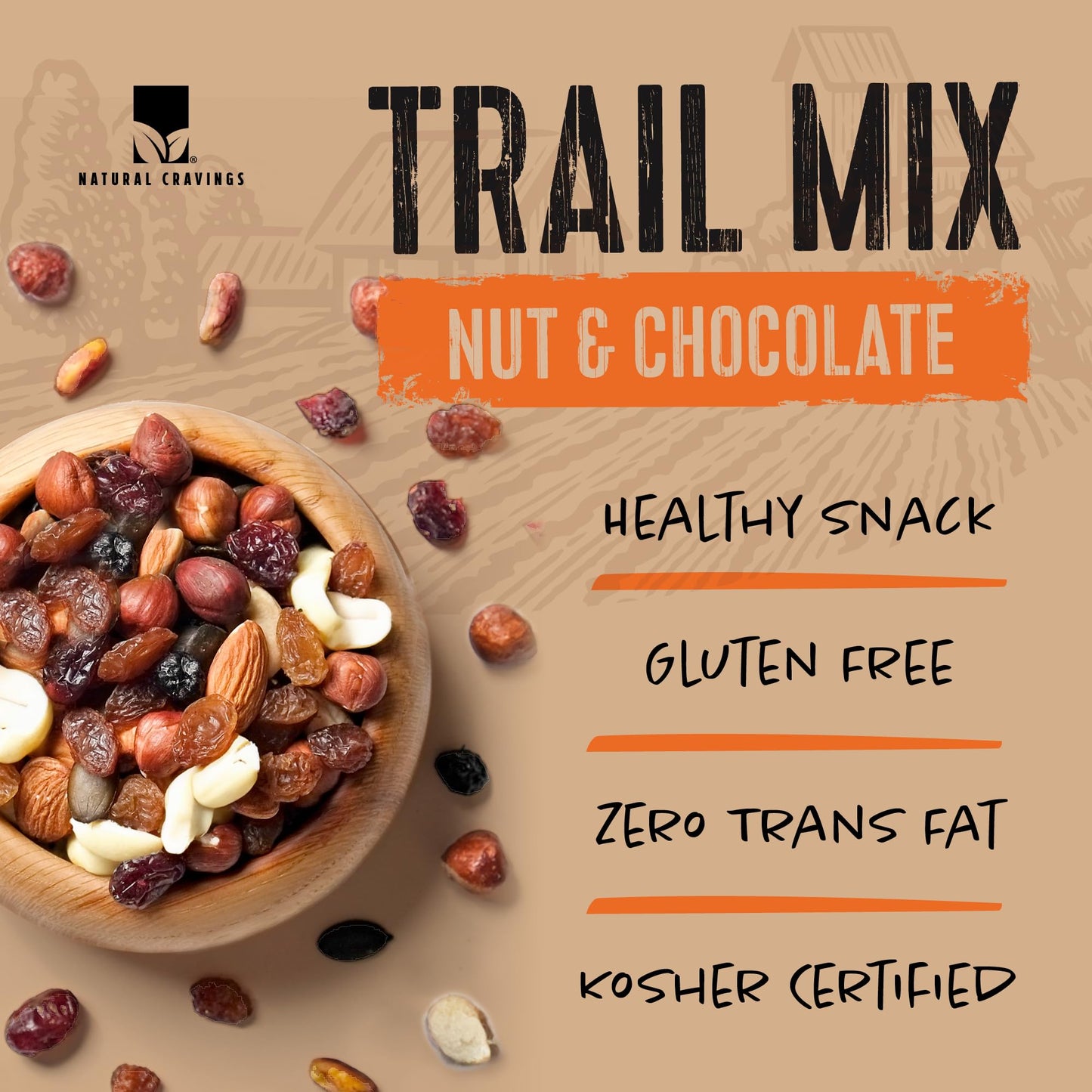 Natural Cravings Trail Mix Snack Packs - Individual 3.5 oz Bags - Nuts & Chocolate Dried Fruit Mix & Nuts Mix with Peanuts, Dried Cranberries