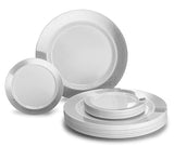 " OCCASIONS " 50 Plates Pack, Heavyweight Premium Disposable Plastic Plates Set (25 x 10.5'' Dinner + 25 x 6.25'' Cake plates) (Diamond in White