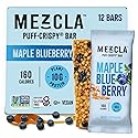Mezcla Puff-Crispy Plant Based Protein Bars - Maple Blueberry - Healthy Snacks for Adults & Kids - Granola Bars for School, Travel, Office Snacks