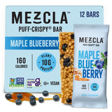 Mezcla Puff-Crispy Plant Based Protein Bars - Maple Blueberry - Healthy Snacks for Adults & Kids - Granola Bars for School, Travel, Office Snacks