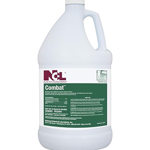 National Chemical Laboratories COMBAT Odor Eliminator/Neutral Disinfectant Cleaner, 4 x 1 Gallon, Makes 128 Gallons of Disinfectant Cleaner