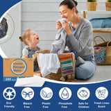 Laundry Detergent Sheets 200 Sheets, Fragrance-Free, Eco-Friendly, Plastic-Free, Hypoallergenic, Liquidless Washing Supplies for Dorm Travel Camping