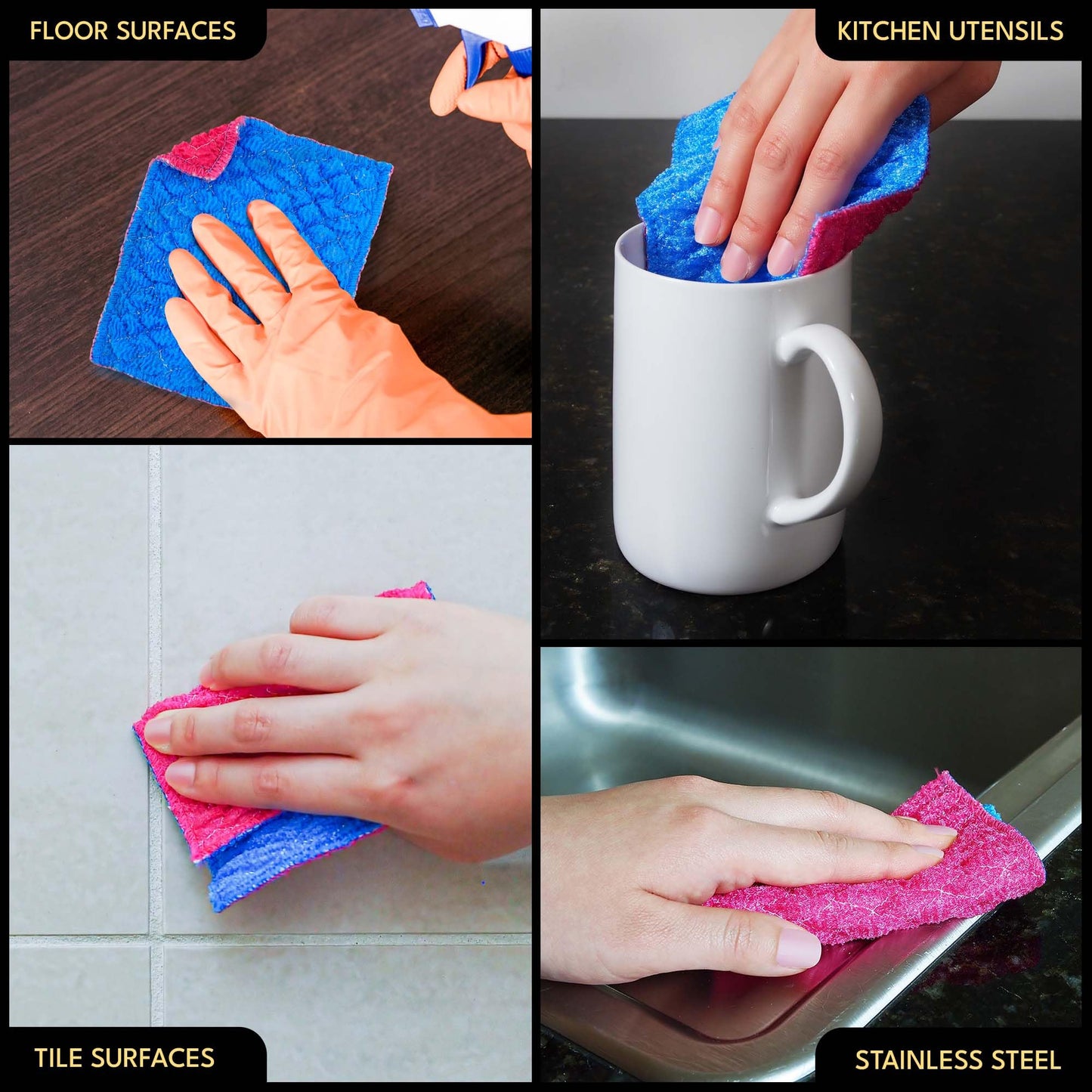 Durable Dish Cloth for Washing Dishes - Reusable Scouring Pad- Sponge Alternative for Non-Scratch Cleaning - for Dishes, Tiles, Floor and Other
