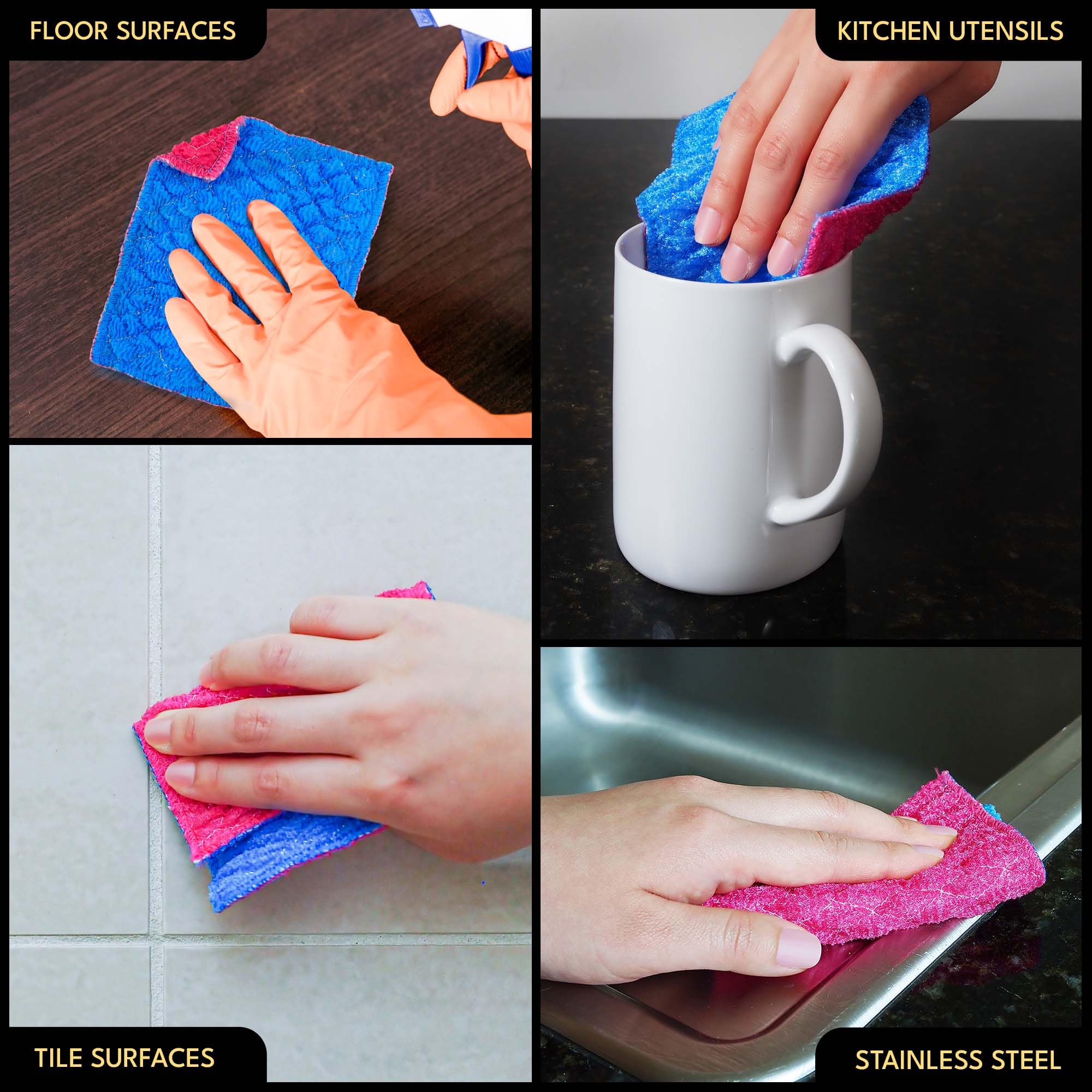 Durable Dish Cloth for Washing Dishes - Reusable Scouring Pad- Sponge Alternative for Non-Scratch Cleaning - for Dishes, Tiles, Floor and Other