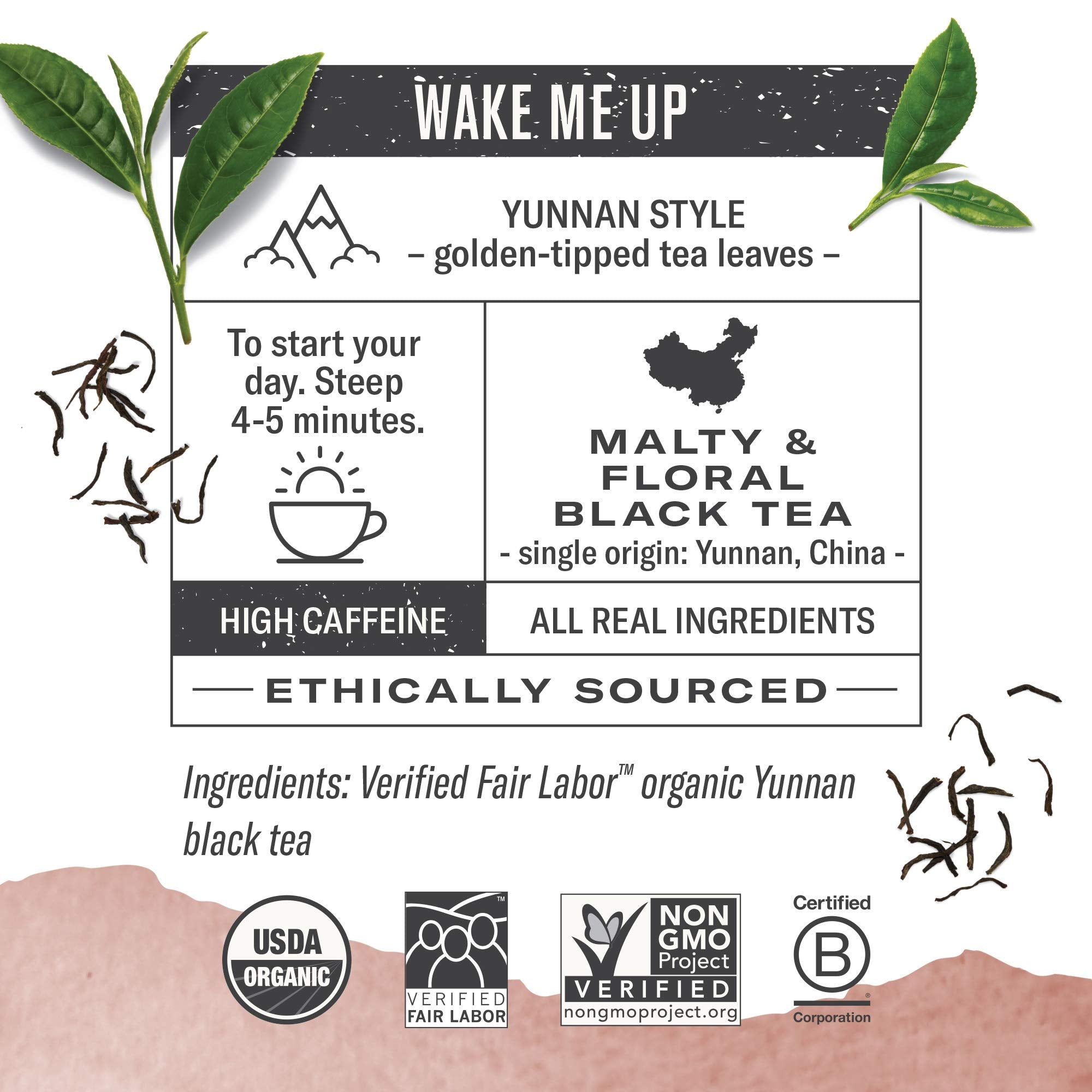 Numi Organic Tea Chinese Breakfast, 18 Count Box Of Tea Bags (Pack Of 6), Yunnan Black Tea