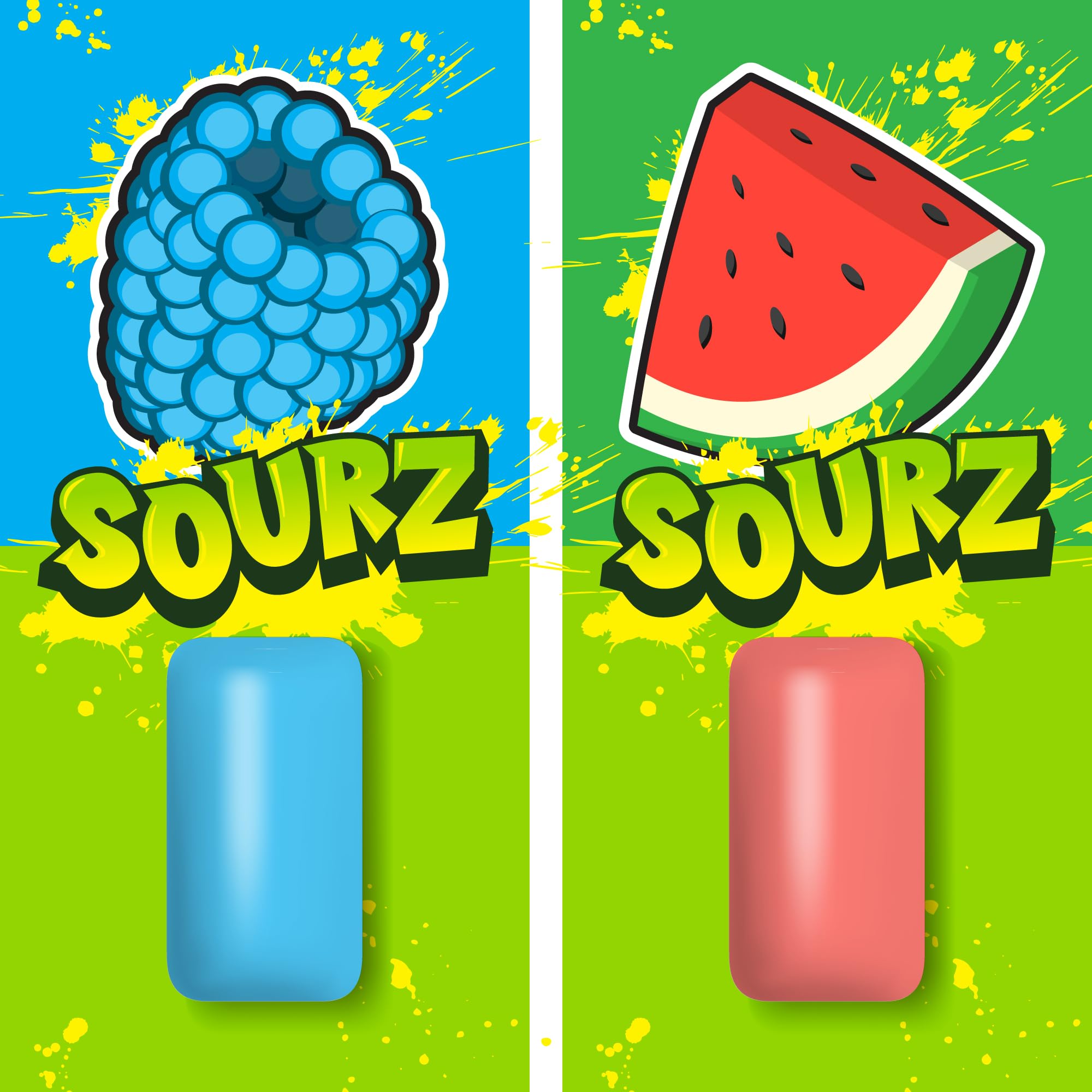 Pur, Jumbo Sourz Gum, Aspartame Free Chewing Gum, 100% Xylitol, Natural Flavor, Sour Blue Raspberry and Sour Watermelon, 20 Count
