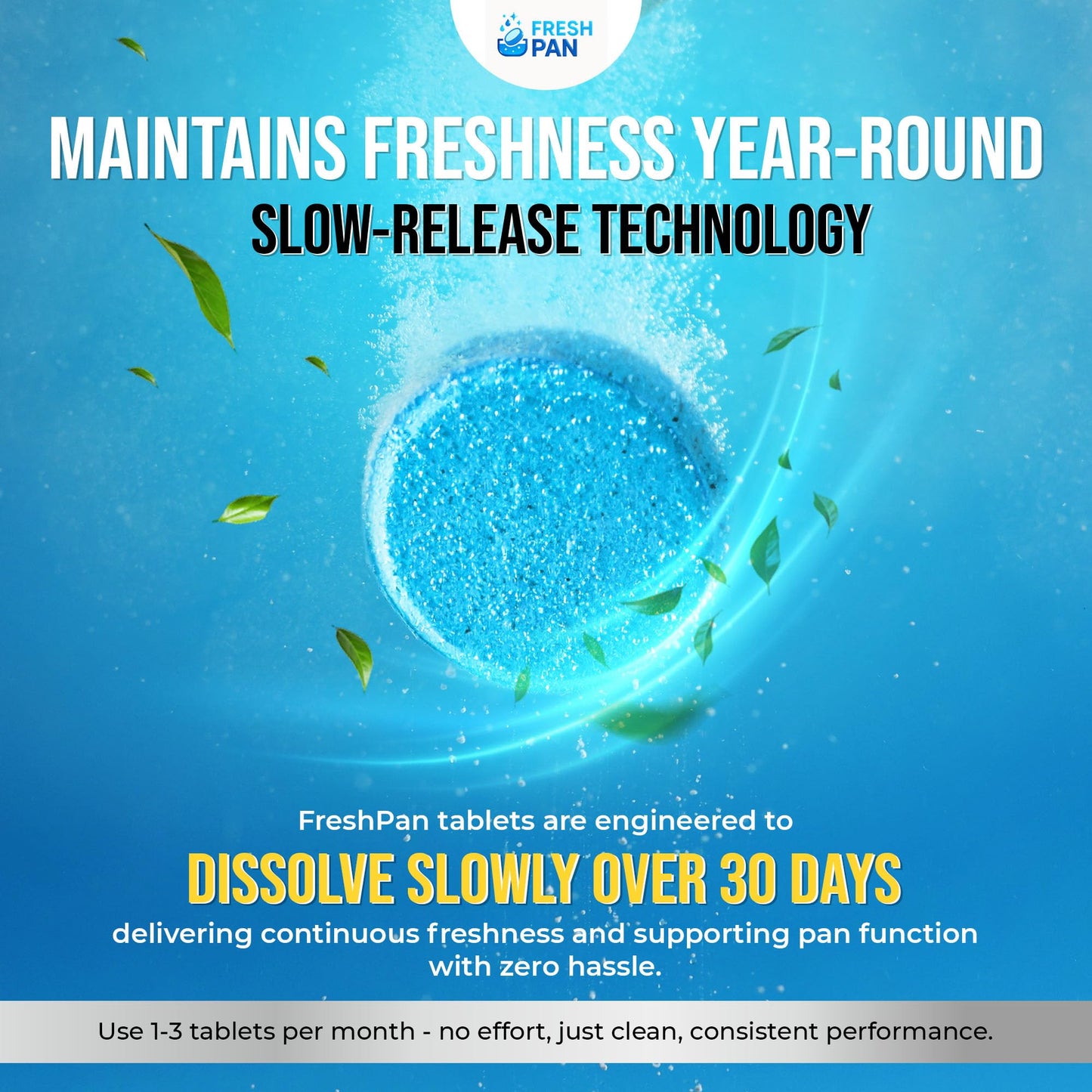 FreshPan AC Drain Pan Tablets (100 Count) | 4 Year Supply of Slow Release AC Condensate Pan Tablets for Clean, Fresh Flow